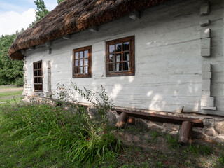 Fototapeta na wymiar Radom, Poland - September 2021: Traditional wooden hut, Museum of the Radom Countryside