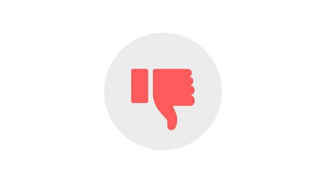 Animated dislike sign on. Thumbs down sign. Do not like rate.