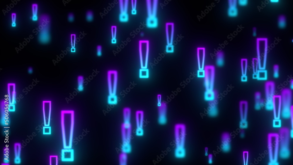 Poster glowing exclamation marks. computer generated 3d render