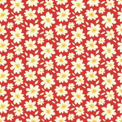 Daisy flower vector seamless pattern