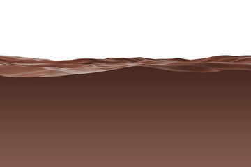 Wave sweets hot chocolate milk choco lactose liquid brown dark twist splatter splash reflective river pool molten light frothy mix flavour ocean. with clipping path. copy space. 3D Illustration.