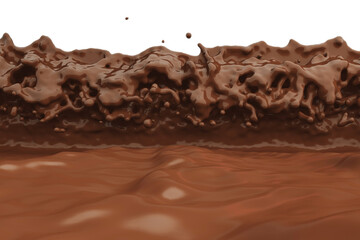 Wave sweets chocolate milk cocoa choco lactose liquid brown twist splatter splash curl flood movement incoming tide 3d reflective river pool molten light frothy waterfall mix flavour. 3D Illustration.