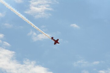 Sports aircraft Extra-330 in the sky at the International Aviation and Space Salon MAKS-2021