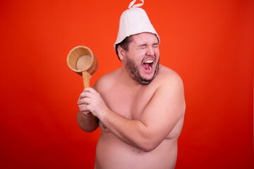 Funny fat guy in the sauna.