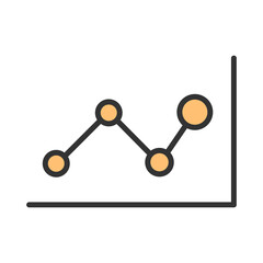 Graph line icon in minimal cartoon style