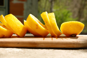 Slices of fresh lemon