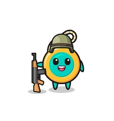 cute yoyo mascot as a soldier