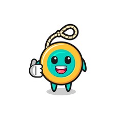 yoyo mascot doing thumbs up gesture