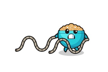 illustration of cereal bowl doing battle rope workout
