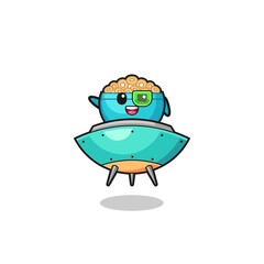 cereal bowl cartoon riding a future spaceship