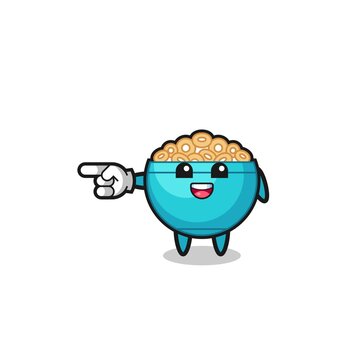 recommend clip art: cereal bowl cartoon with pointing left gesture