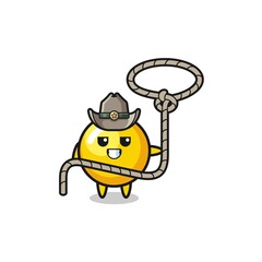 the egg yolk cowboy with lasso rope