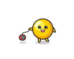 cartoon of cute egg yolk playing a yoyo