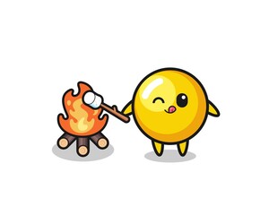 egg yolk character is burning marshmallow