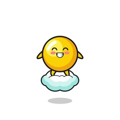 cute egg yolk illustration riding a floating cloud