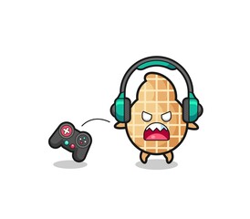 peanut gamer mascot is angry