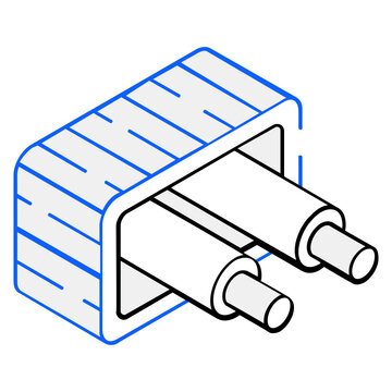 isometric blue and white electrical connector clip art preview