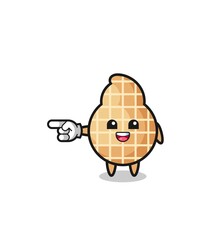 peanut cartoon with pointing left gesture