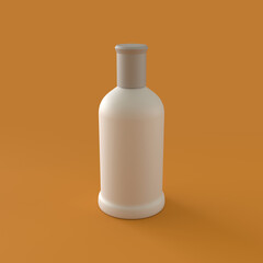 Monochrome Perfume Bottle on Orange Background, 3d Rendering