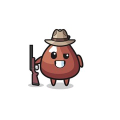 choco chip hunter mascot holding a gun