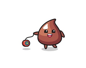 cartoon of cute choco chip playing a yoyo