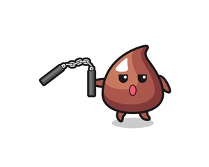 cartoon of choco chip using nunchaku