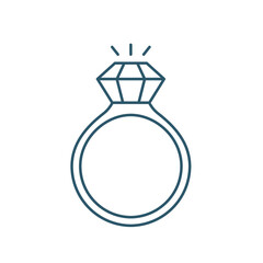 Ring Diamond Icon. Wedding ring Editable stroke. Vector