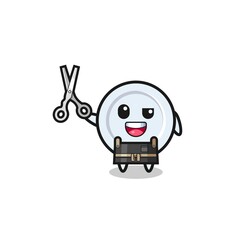 Obraz premium plate character as barbershop mascot