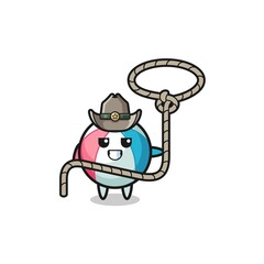 the beach ball cowboy with lasso rope