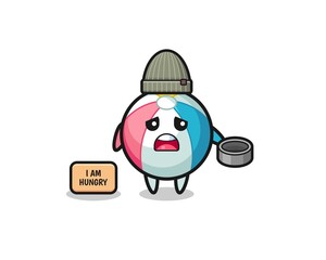 cute beach ball beggar cartoon character