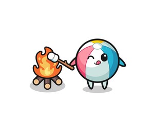 beach ball character is burning marshmallow
