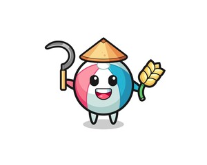 beach ball Asian farmer holding paddy