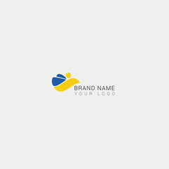 Logo. Abstract illustration with logo on white background for concept design. Minimal style. Team work.