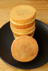 Stack of Delectable Japanese Traditional Filling Pan Cakes Called Imagawayaki or Obanyaki