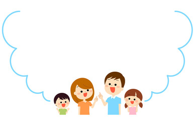 上にある情報を見て喜んでいる家族