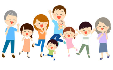 大喜びしている大家族