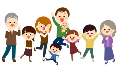 大喜びしている大家族