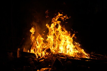 fire in the fireplace