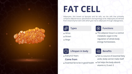 Structure, Function and Types of Fat Cell- Vector Image Design - obrazy, fototapety, plakaty