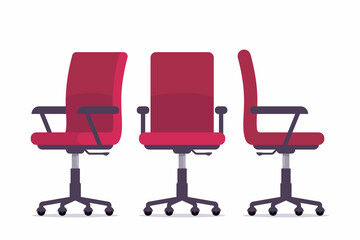 Office chair in various points of view. Furniture for office Interior in flat style. Vector illustration.