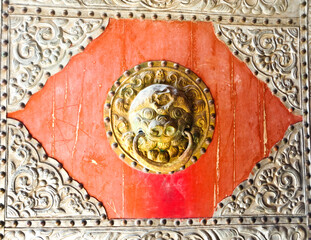 The door handle of the gate door in a Tibetan Buddhist monastery.