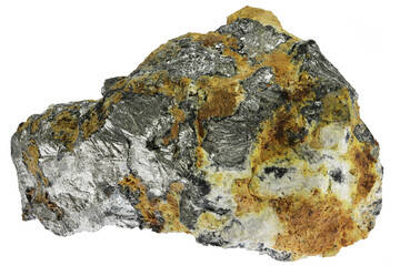 native antimony from Kolarsky vrch deposit, Slovakia isolated on white background