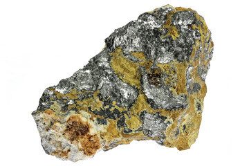 native antimony from Kolarsky vrch deposit, Slovakia isolated on white background