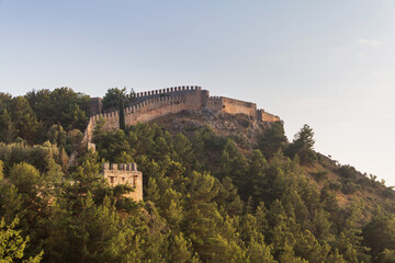 T&uuml;rkiye, Alanya, 30.08.2021: Seljuk era fortress, huge defensive wall in Turkey