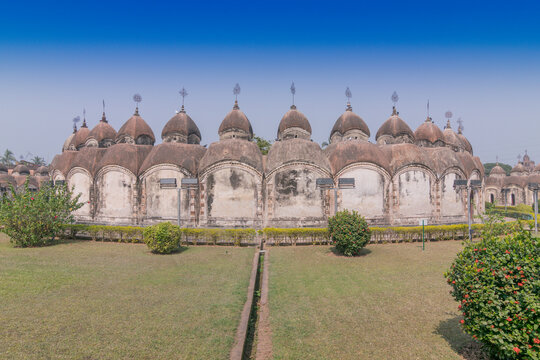 108 Shiva Temples of Kalna, Burdwan , West Bengal. A total of 108 temples of Lord Shiva (a Hindu God), are arranged in two concentric circles - an architectural wonder.