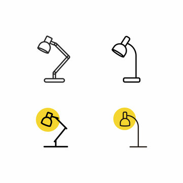Table lamp, workplace. Lamp icon vector icon set