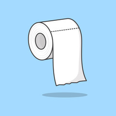 Tissue Paper Cartoon Vector Illustration. Toilet Tape And Kitchen Paper Towel Flat Icon Outline
