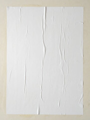 Blank white wheatpaste glued paper poster mockup on white wall background - obrazy, fototapety, plakaty