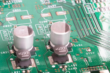 Capacitors on electronic circuit board