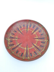 Mid-century modern pottery - red wall plate